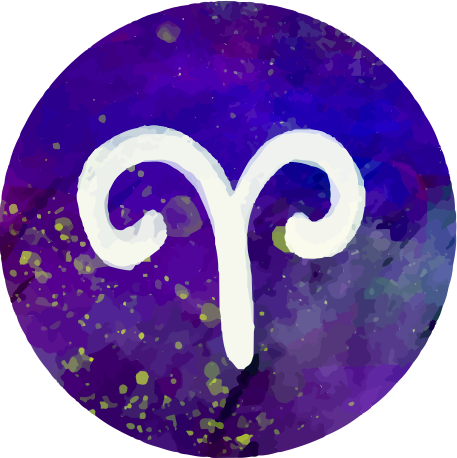 Watercolor depiction of the astrological symbol for Aries.