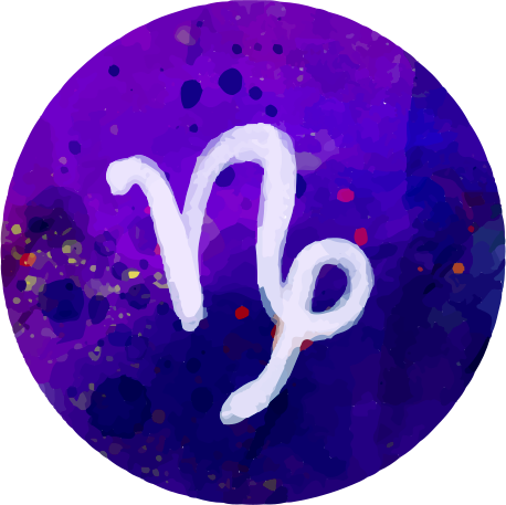 Watercolor depiction of the astrological symbol for Capricorn.